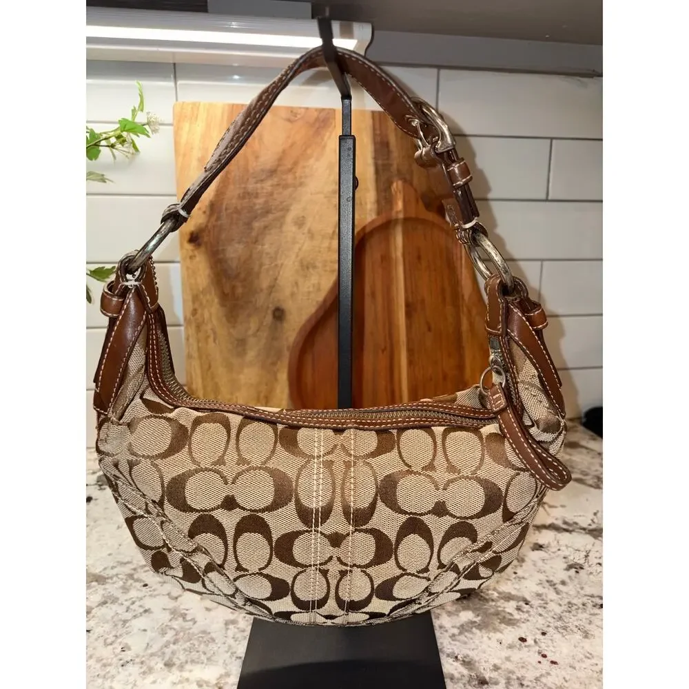 Vintage Y2K Coach 10073 Signature Soho Hobo Shoulder Bag Crescent Purse